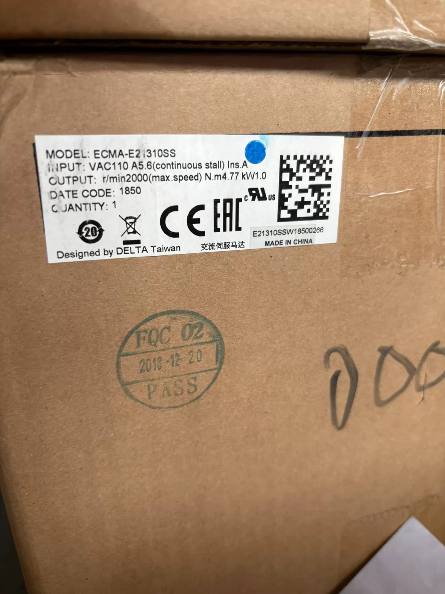100 % helt ny original og ægte Delta ECMA-E21310SS Frekvensomformere Drive Servo Motor