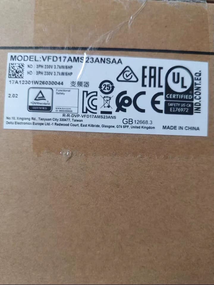 100% helt ny original og ægte Delta VFD17AMS23ANSAA 3,7KW trefaset 220V frekvensomformere Drive Servo Motor