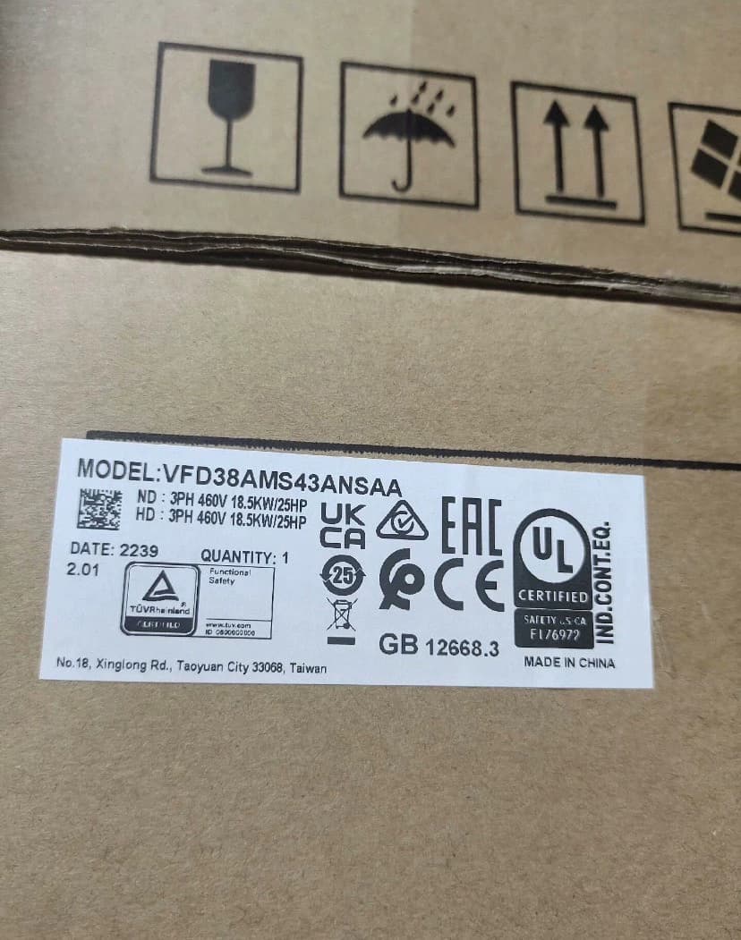 100% helt ny original og ægte Delta VFD38AMS43ANSAA 380V/18,5KW Frekvensomformere Drive Servo Motor
