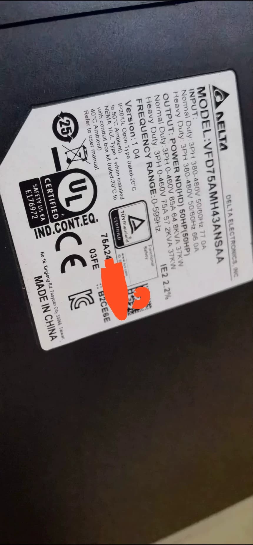 100% helt ny original og ægte Delta VFD75AMH43ANSAA(37KW) Frekvensomformere Drive Servo Motor