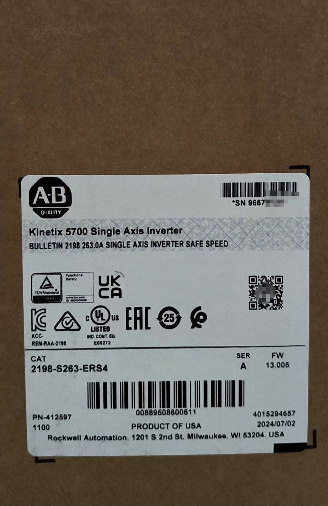 2198-S263-ERS4 Kinetix 5700 servo, helt ny og ægte