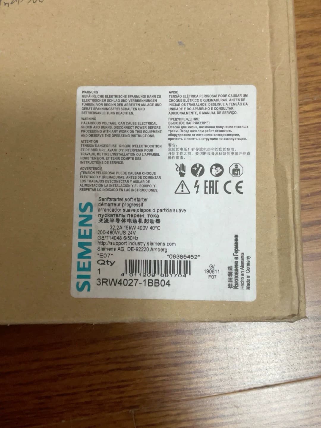 Splinterny, ægte, fabriksrettet Siemens 3RW4027-1BB04 Soft Starter SIRIUS SOFT STARTER