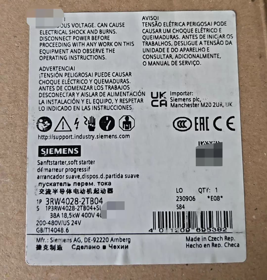 Splinterny, ægte, fabriksindstillet Siemens 3RW4028-2TB04 Soft Starter SIRIUS SOFT STARTER