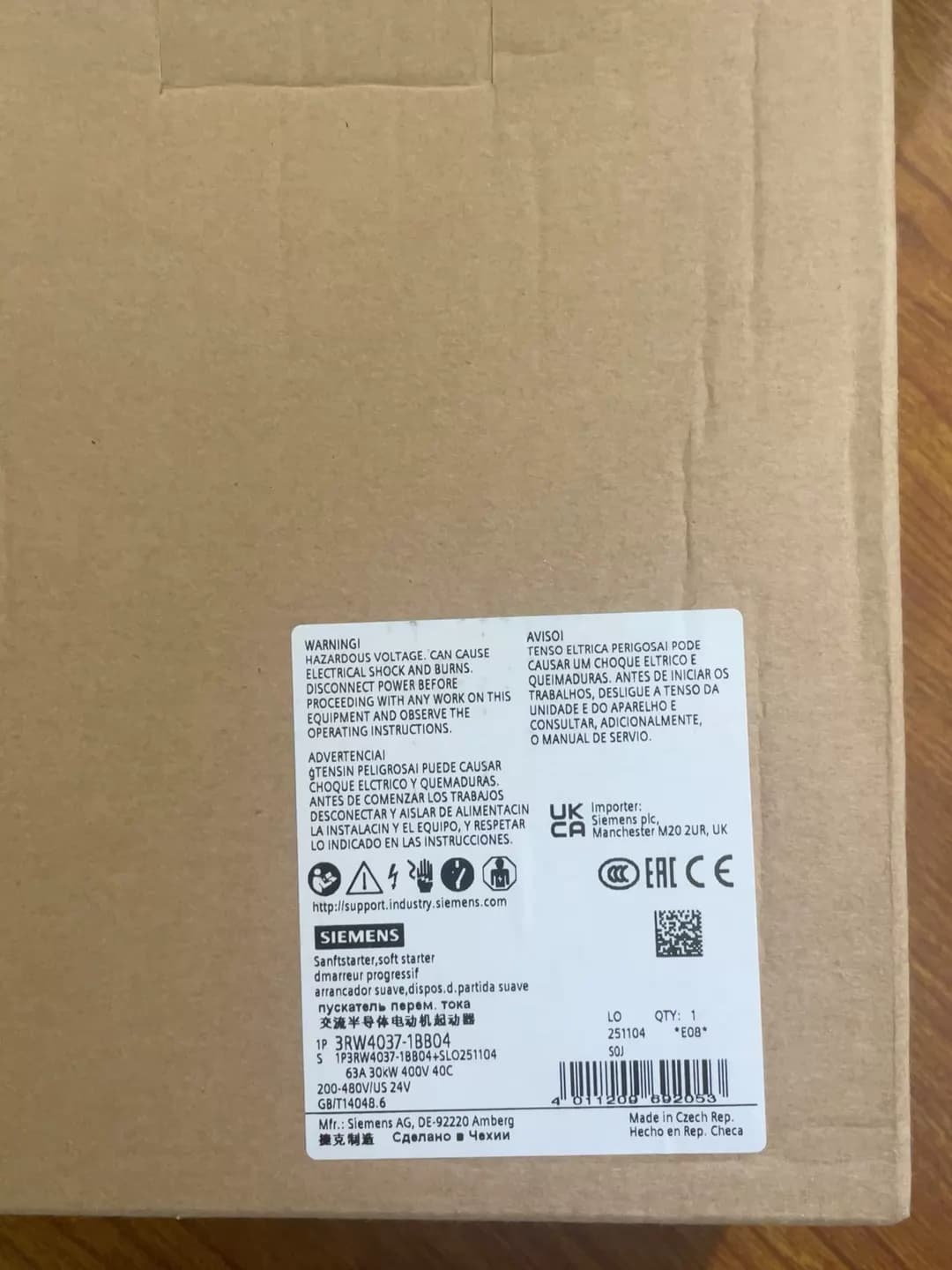 Splinterny, ægte, fabriksrettet Siemens 3RW4037-1BB04 Soft Starter SIRIUS SOFT STARTER