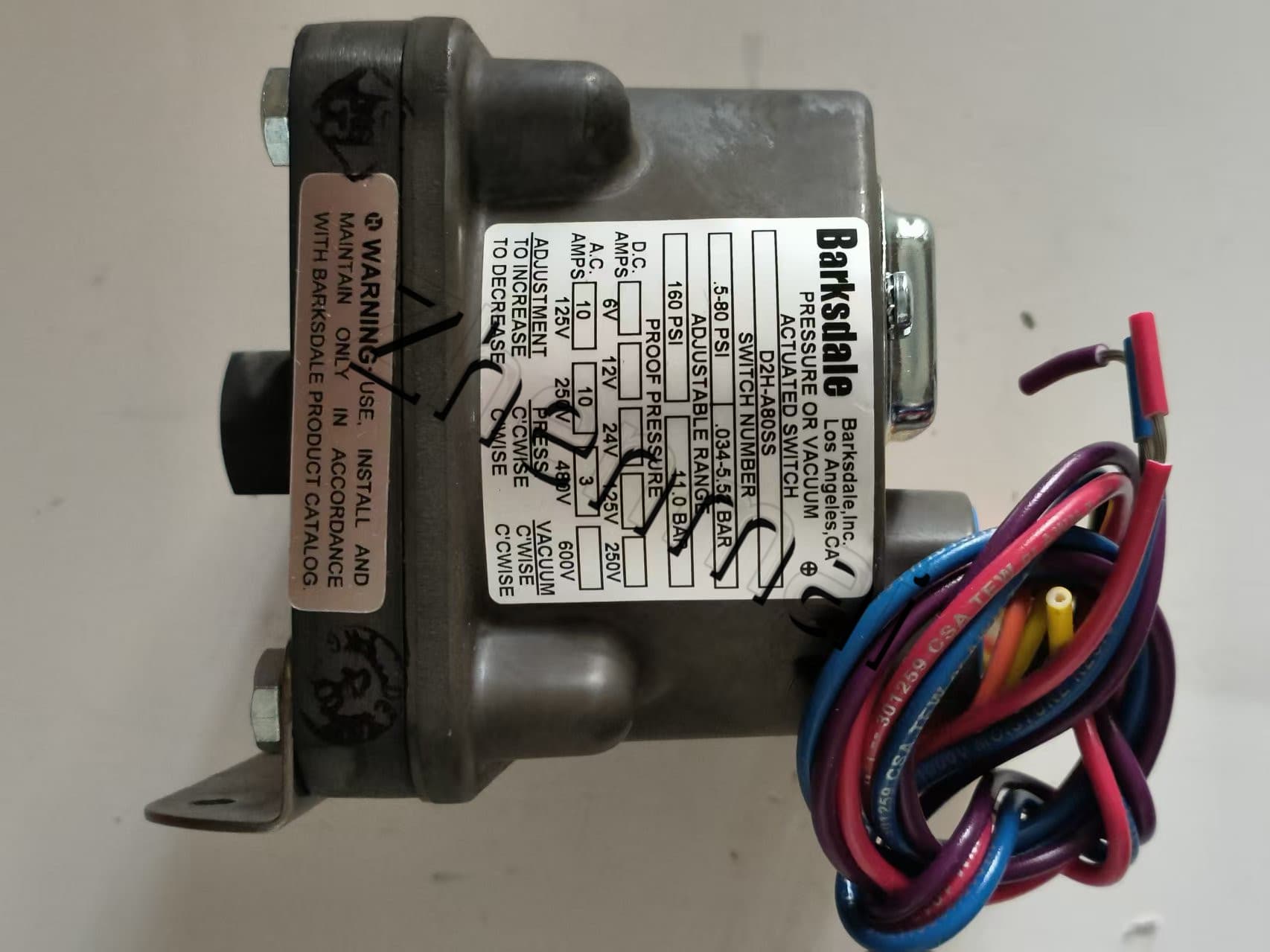 Splinterny original Barksdale D2H-A80SS Tryksensor Niveauafbryder Flowkontakt Trykafbryder Hurtig levering