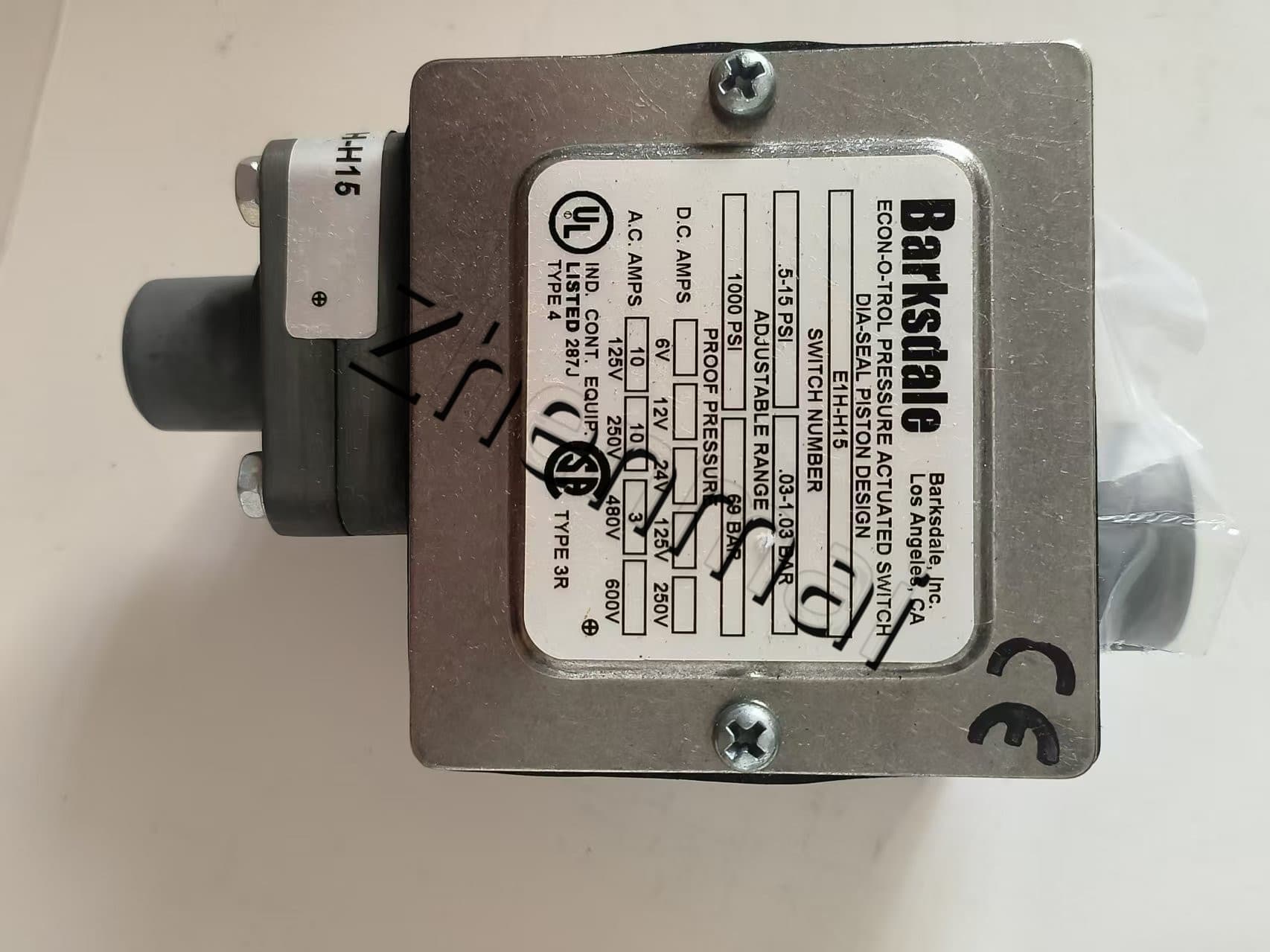 Splinterny original Barksdale E1H-H15 Tryksensor Niveaukontakt Flowkontakt Trykkontakt Hurtig levering
