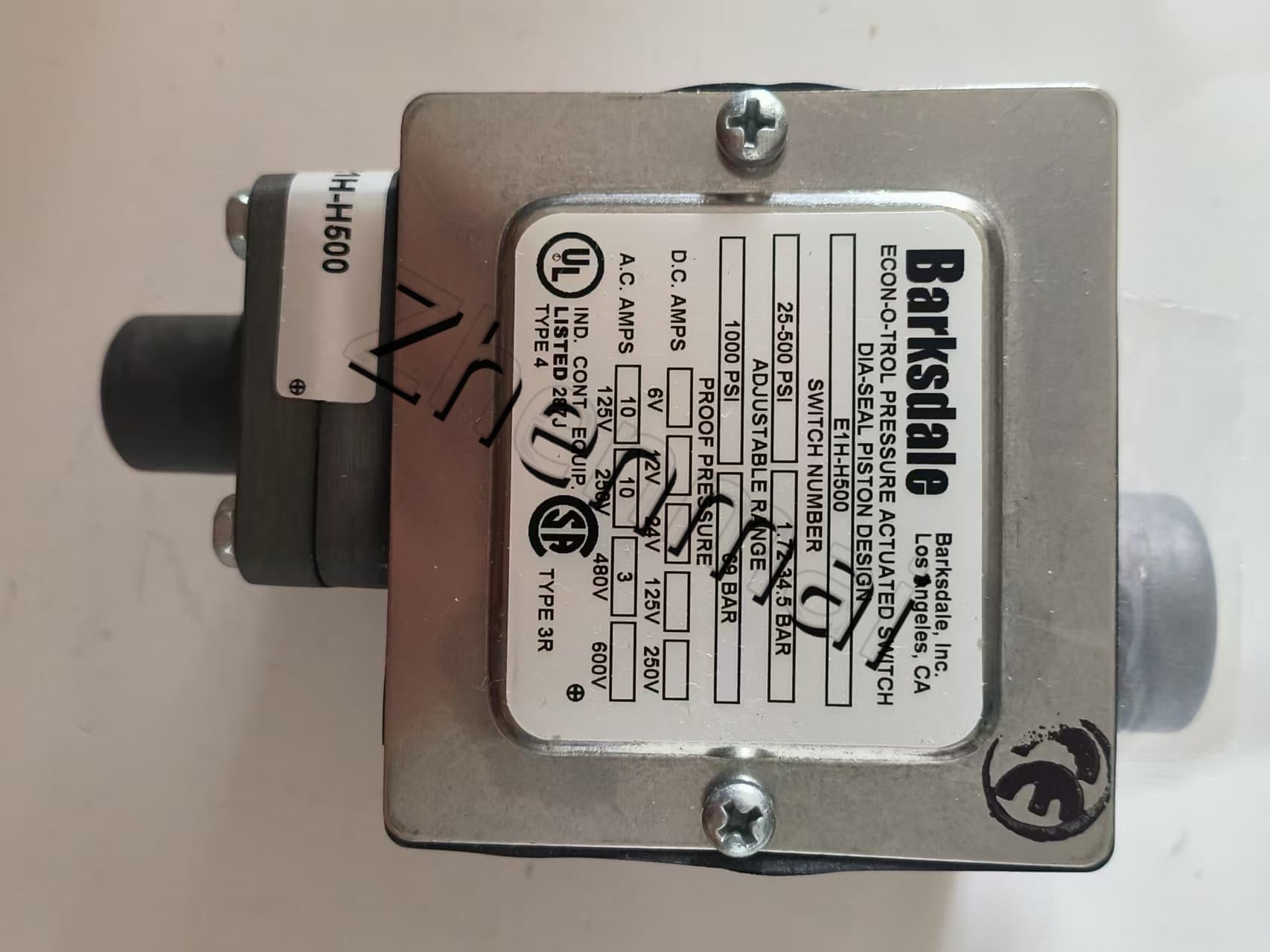 Splinterny original Barksdale E1H-H500 Tryksensor Niveaukontakt Flowkontakt Trykkontakt Hurtig levering