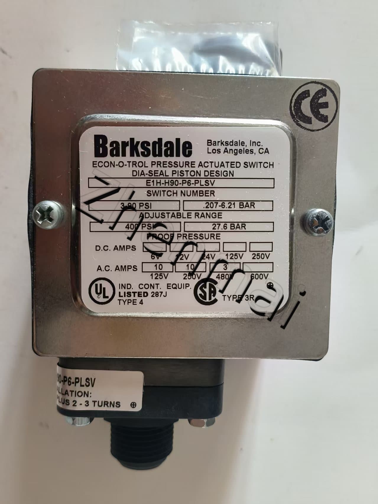 Splinterny original Barksdale E1H-H90-P6-PLSV Tryksensor Niveauafbryder Flowkontakt Trykafbryder Hurtig levering