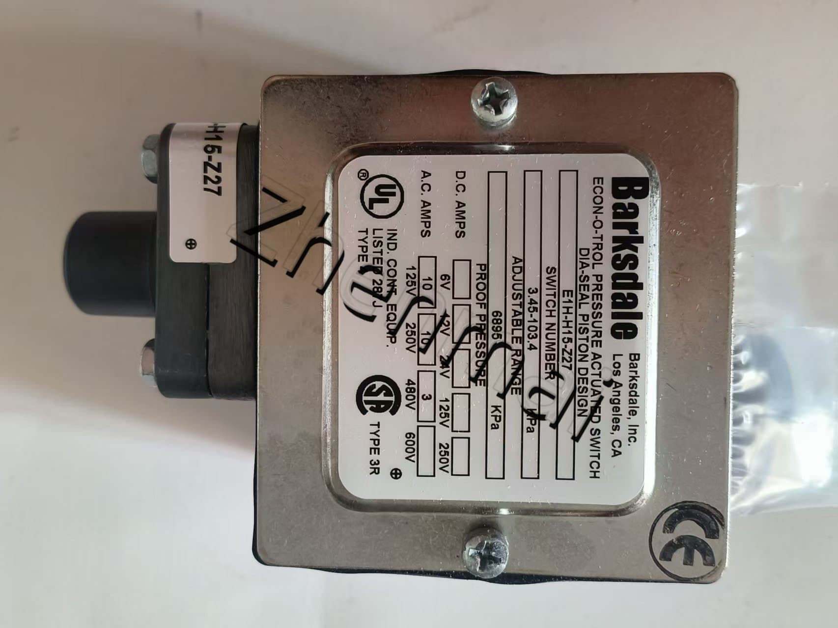 Splinterny original Barksdale EE1H-H15-Z27 Tryksensor Niveaukontakt Flowkontakt Trykkontakt Hurtig levering